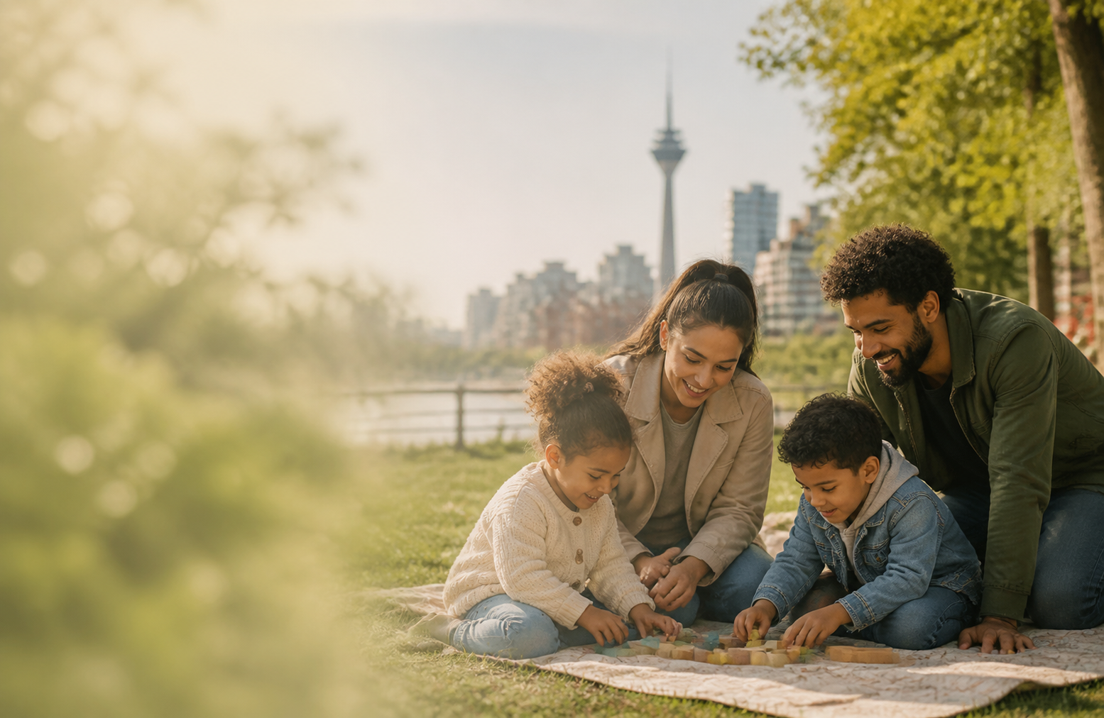 Families spending time together outdoors